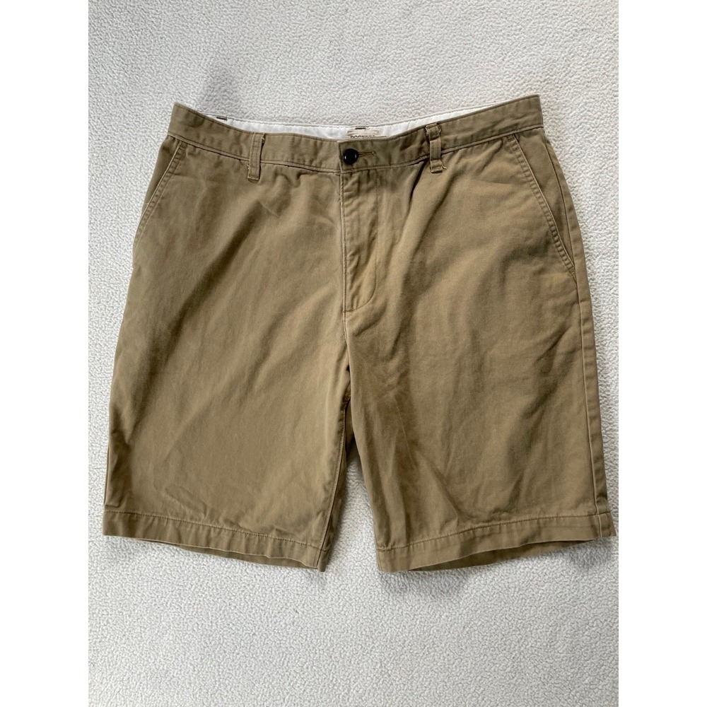 Dockers Mens 34x10 Chino Shorts Khaki Cotton Classic Flat Front Tech Pocket